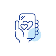 Wall Mural - dating app on smartphone. two hearts symbol of love. online romantic relationship. pixel perfect, ed