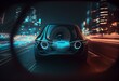 Smart car navigator interface windshield hologram. Generative AI