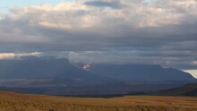 Time Lapse Of Tepuyes Kukenán And Roraima South American Ancient Mountains And Clouds Moving At Sunset