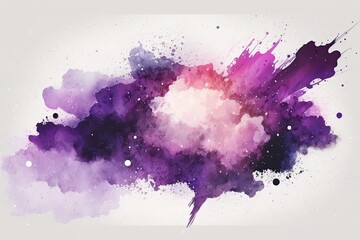 Poster - Colorful paint splatters on a white background in shades of purple and pink. Generative AI