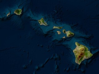 Wall Mural - Hawaii, United States of America. Low-res satellite. No legend