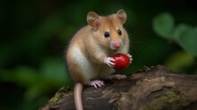 Feisty Dormouse Nibbling On A Nut