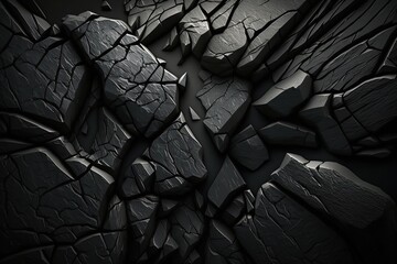 stone background. grunge. dark gray rough surface. close-up. broken, damaged, collapsed. generative 