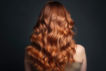 Wavy Hair In Shades Of Caramel Back View. Generative AI