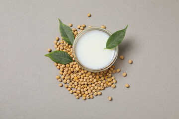 Wall Mural - Soy milk and soy, composition for healthy food concept