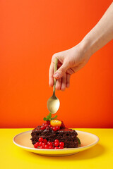 Wall Mural - Tasty dessert - Chocolate cake, concept of delicious dessert