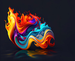Wall Mural - abstract colorful flame background, ai generation