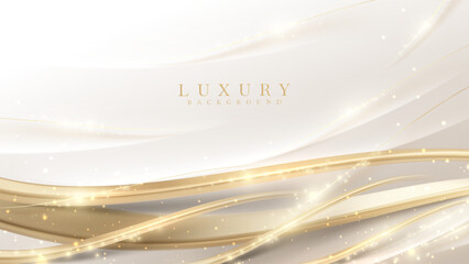 Abstract luxury white background with gold light effects.