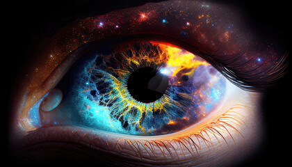Wall Mural - universe in a human eye (generative ai)