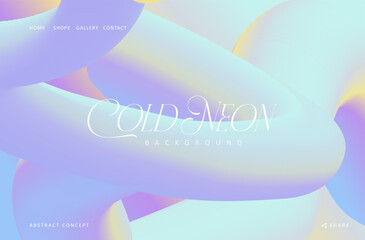 Wall Mural - abstract geometric landing page with smooth gradient shapes. web banner design in blue neon colors v