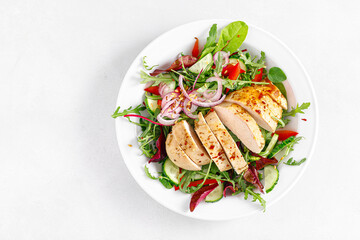 Wall Mural - Chicken breast grilled and fresh vegetable salad