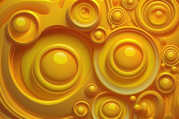 Poster - vibrant yellow abstract pattern with circular shapes. Generative AI