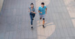 © View Stock - Young couples in the outdoor running