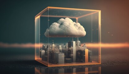 Wall Mural - 	
Cloud computing technology concept. Futuristic illustration AI generated	
