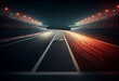 © Darren Green - Race track under grandstand lights at night, Generative ai,