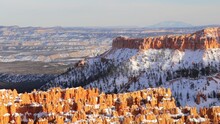 Snowy Mountains Of Bryce Canyon National Park In Winter In Utah, USA