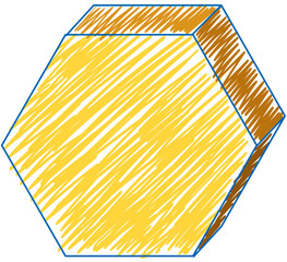 Wall Mural - hexagonal prism pencil colour sketch simple style
