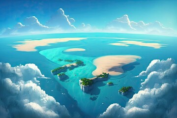 Wall Mural - serene island surrounded by vast ocean waters. Generative AI