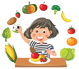 Wall Mural - Girl eating healthy breakfast