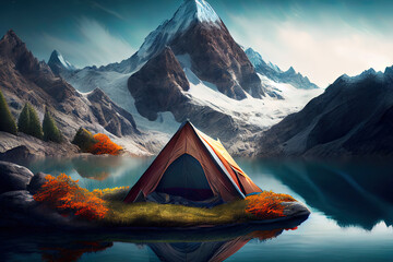 Wall Mural - traditional mongolian yurt on the fields at night with the milky way. generative ai