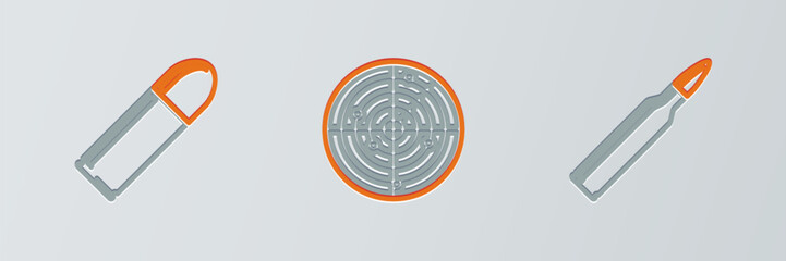 Wall Mural - Set line Bullet, and Radar with targets icon. Vector