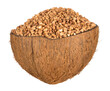 Buckwheat groats in a bowl, close up photo.
