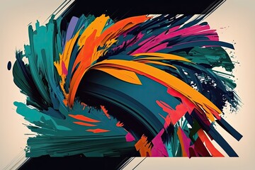 Poster - vibrant abstract painting on a blank canvas. Generative AI