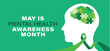 Mental health awareness month, vector illustration for poster, banner,print, web