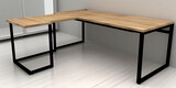 Fototapeta  - Custom L shape table desk for an office. Ai generated.