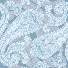 Wall Mural - Paisley Ethnic Floral Hand Drawn Seamless Pattern