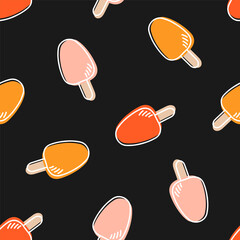 Wall Mural - Black seamless pattern with colorful ice cream