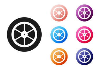 Poster - Black Bicycle wheel icon isolated on white background. Bike race. Extreme sport. Sport equipment. Set icons colorful. Vector