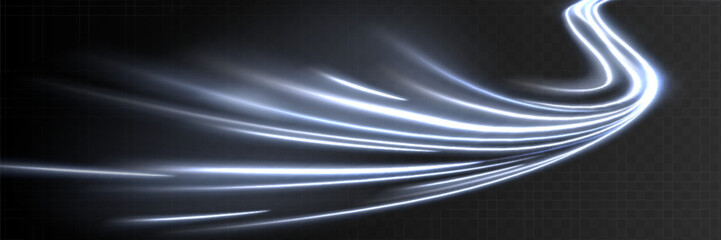 Wall Mural - Colorful Light Trails, Long Time Exposure Motion Blur Effect. Vector Illustration.