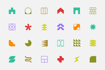 Wall Mural - colorful symbols set. abstract and basic shapes. geometric forms. minimalist icons. flat vector conc