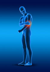 Wall Mural - 3D male medical figure holding elbow in pain