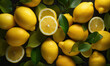 Lemons on a dark background, Generative AI