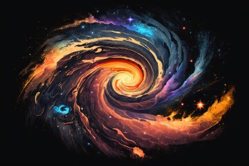 Wall Mural - stunning spiral galaxy with a backdrop of twinkling stars. generative ai