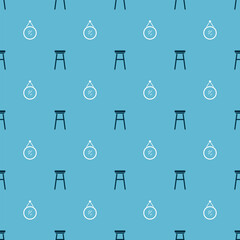 Sticker - Set Chair and Mirror on seamless pattern. Vector