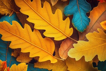 Poster - Colorful Leaves Layered on Top of Each Other. Generative AI