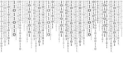 matrix background. cyber security with binary code. rapidly falling randomly white numbers. decoding