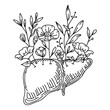 Floral Liver. Liver with Wildflowers. Vector illustration