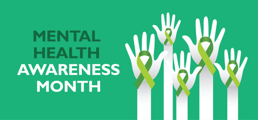 Mental health awareness month, vector illustration for poster, banner,print, web