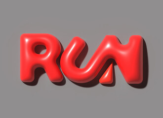Wall Mural - 3D Run Lettering Typographical Transparent Psd.