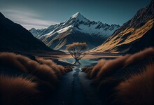 New Zealand Landscape. Generative AI