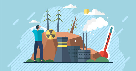 Wall Mural - climate change weather global greenhouse warming risks. waste disposal, air and water pollution. glo