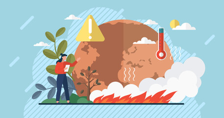 Wall Mural - climate change and global warming concept. save the planet. world environment day. earth day. sustai