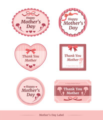 Wall Mural - Set of Mother's Day Labels and Badges Vector Illustration. Sale sticker, invitation, frames and isolated vector symbols set.