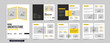 © Iftikhar alam - Real estate architecture business profile template vector with photo placeholders. Modern architect portfolio booklet layout with yellow and dark colors. Architecture business promotional magazine.