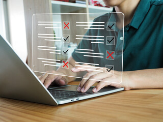 Wall Mural - questionnaire, assessment, document management system with dms, taking the test, selecting the corre