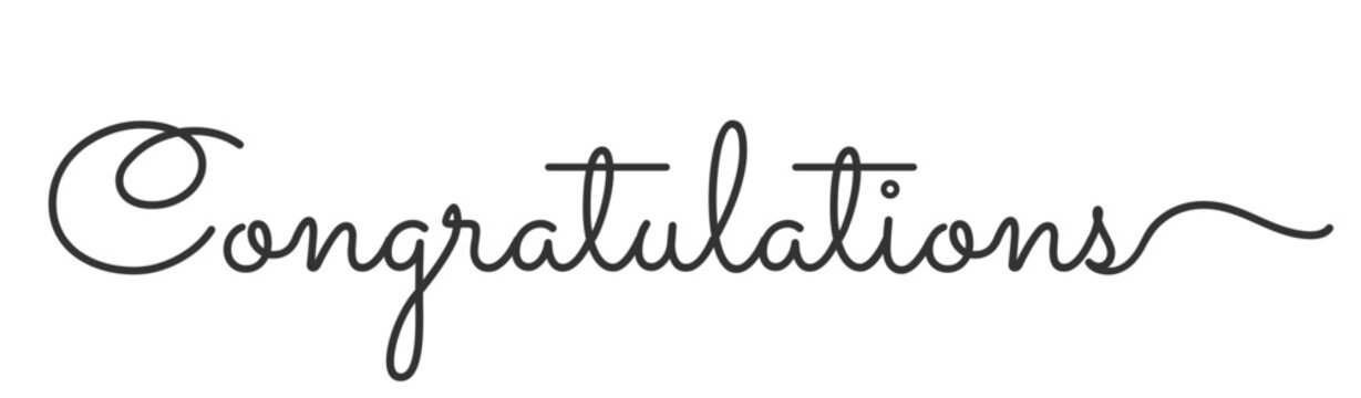 Pink Congratulations handwritten text lettering on white background.